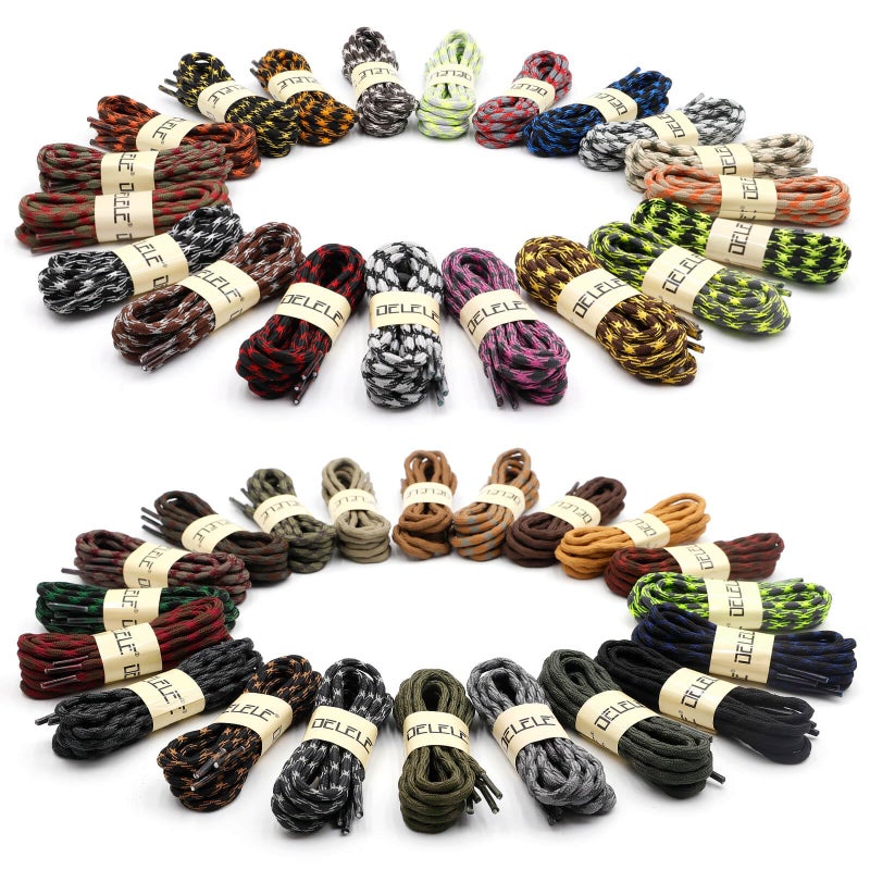 DELELE 2 Pair Round Wave Non-slip Antiskid Outdoor Mountaineering Climbing Shoe Laces Khaki&Claret Hiking Shoelaces Men Women Shoestrings-63 inch - Image 4